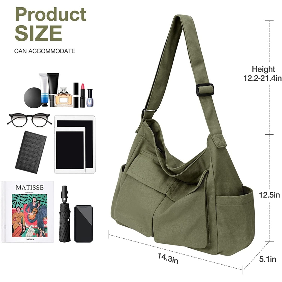 Crossbody Bag with Multiple Pockets Large Tote Bag Handbag for Teen Girls Women Men Image 4