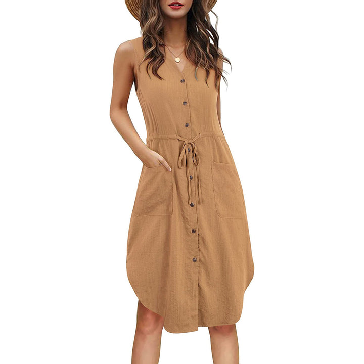 sling button pocket dress Image 1