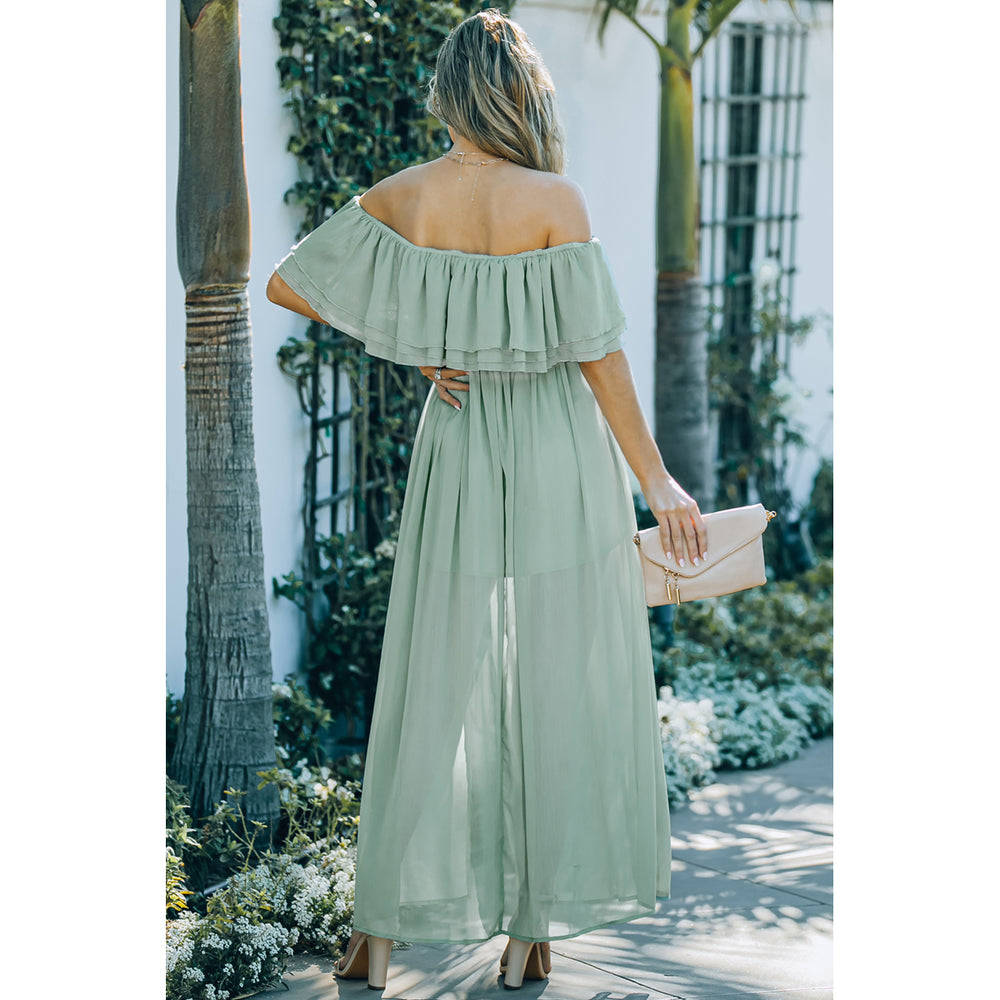 Womens Off-the-shoulder Ruffled Maxi Dress with Split Image 2