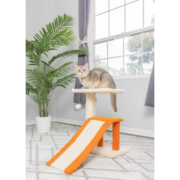 Armarkat X2101 Premium Cat Tree Beige Orange Two-Level Real Wood 27in Image 3