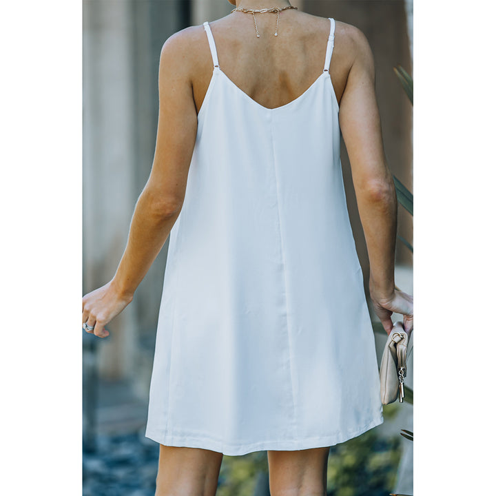 Womens White Buttoned Slip Dress Image 2