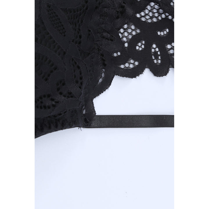 Womens Black Lace Floral Crochet Spaghetti Strap Bralette Image 8