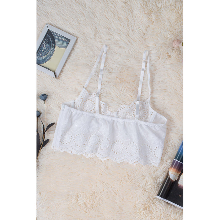 Womens White Adjustable Hollow Out Lace Bralette Image 11