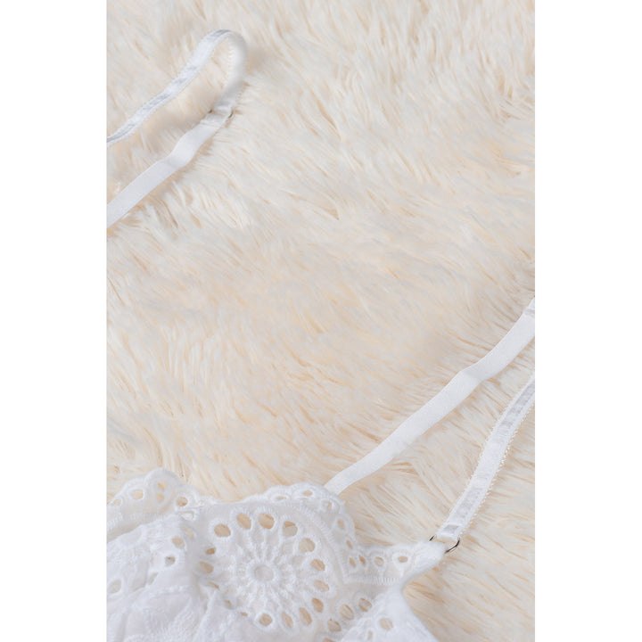 Womens White Adjustable Hollow Out Lace Bralette Image 12