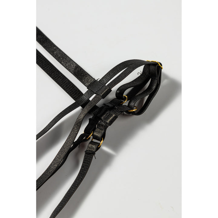 Womens Black 3pcs Lace Mesh Lingerie Set with Feather Garter Belt Image 4