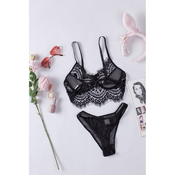 Womens Black Demi Bra Full on Glam Sexy Bralette Set Image 1