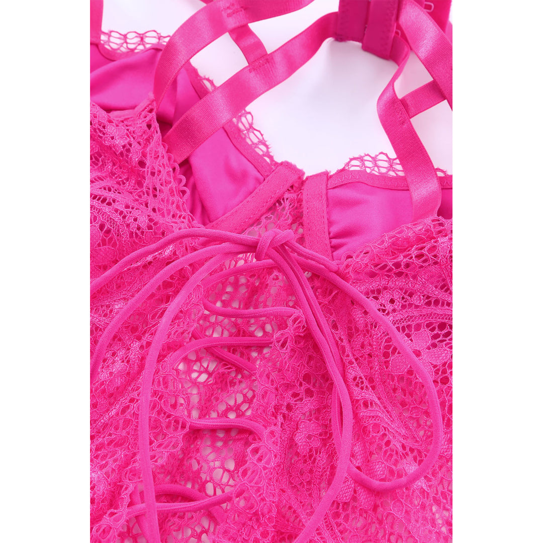 Womens Rose Adjustable Straps Floral Lace Crochet Teddy Lingerie Image 12