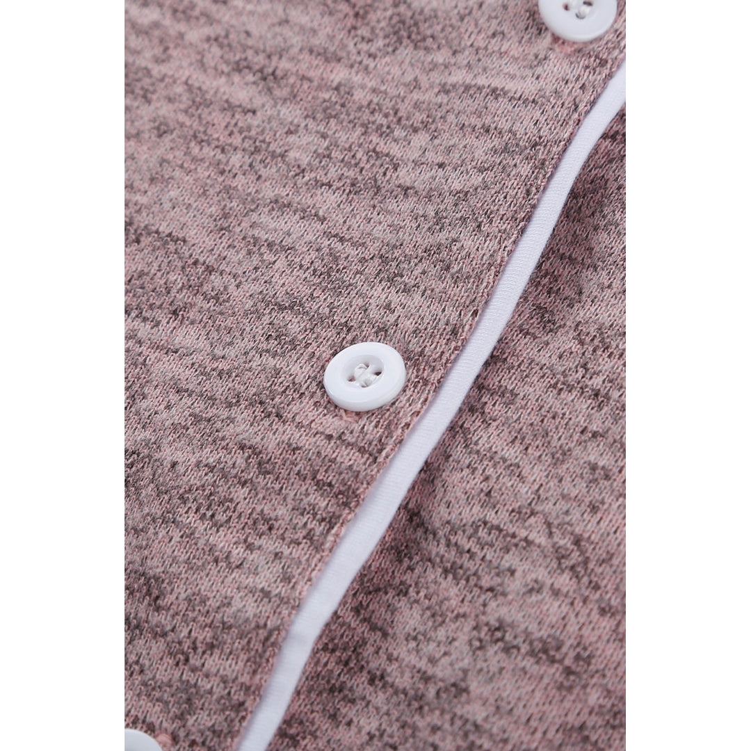 Womens Pink Long Sleeve Drawstring Button Loungewear Image 9