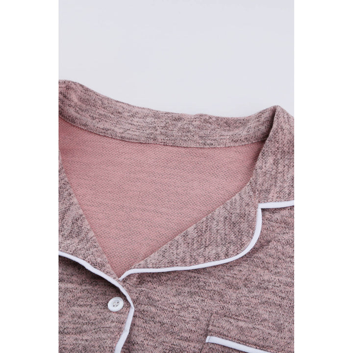 Womens Pink Long Sleeve Drawstring Button Loungewear Image 12