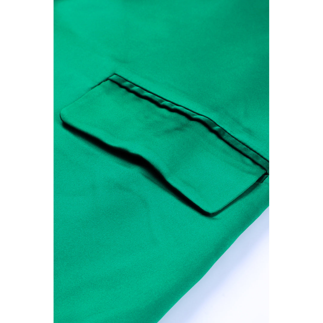 Womens Green Lapel Collar Pocketed Satin Blazer Image 11