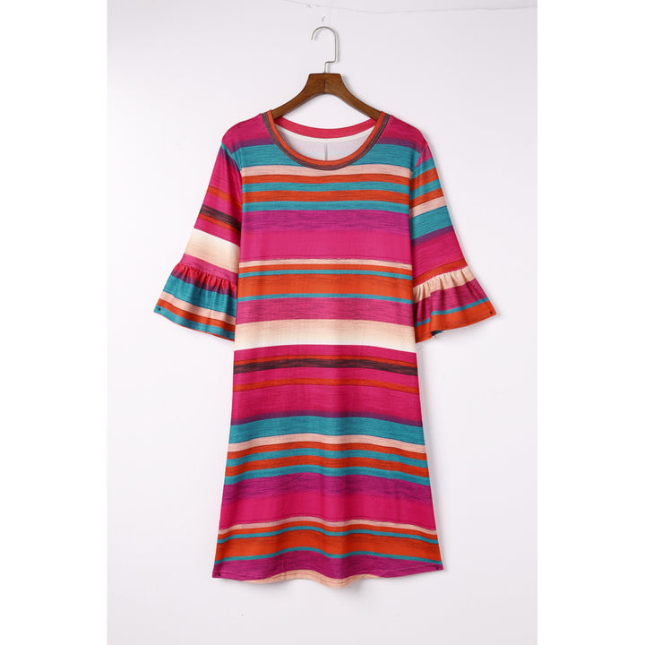 Womens Multicolor Ruffled Sleeves Serape Print Plus Size Dress Image 1