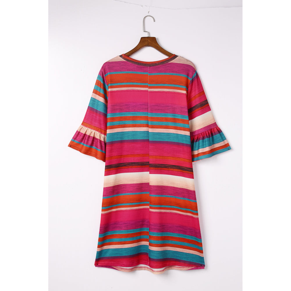 Womens Multicolor Ruffled Sleeves Serape Print Plus Size Dress Image 2