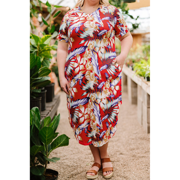 Womens Red Plus size Feeling Spoiled Printed Maxi Dress Image 3