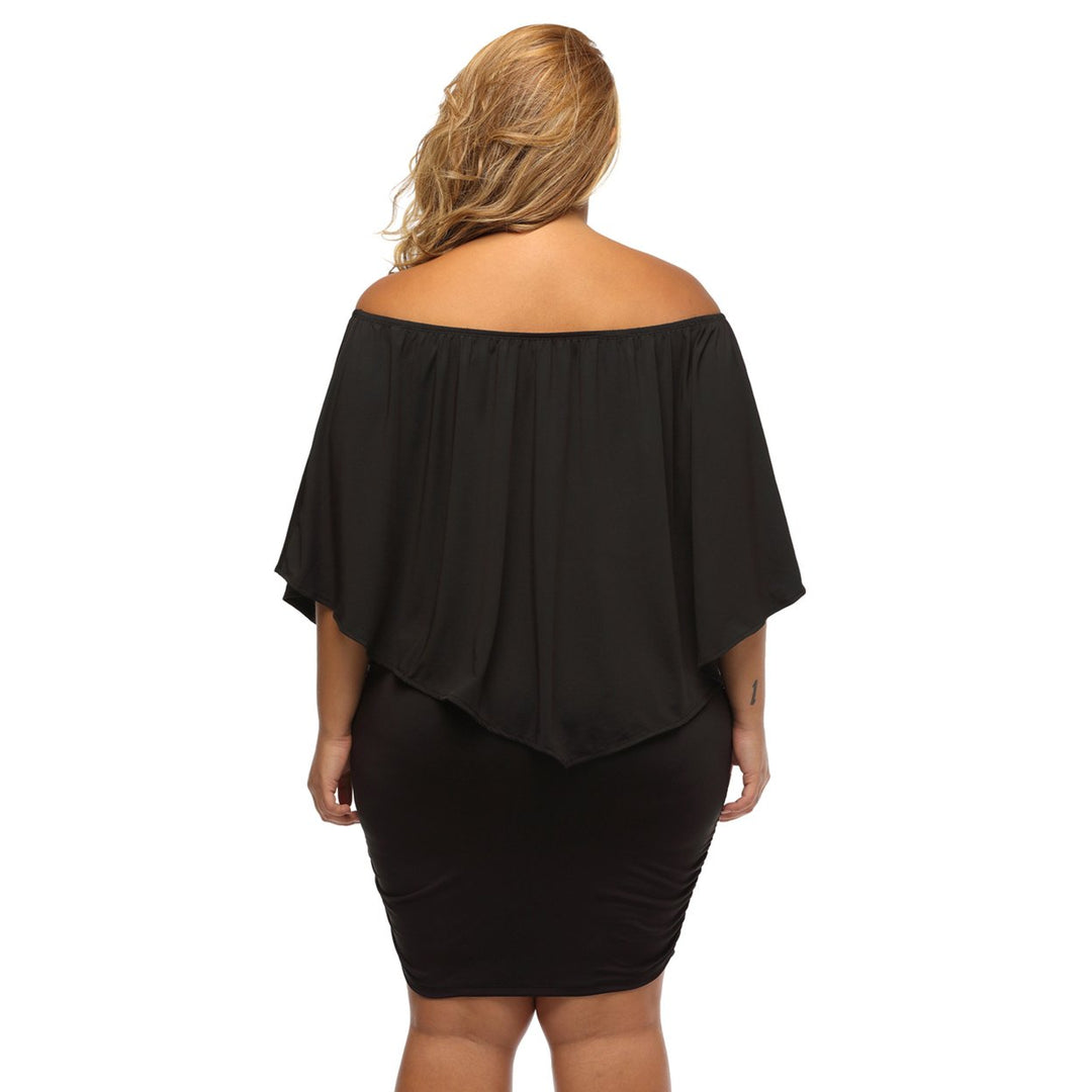 Womens Plus size Dressing Layered Black Mini Poncho Dress Image 1