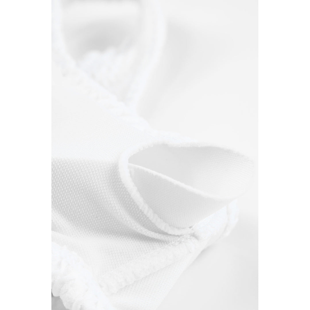 Womens White Crinkle Textured Asymmetric One Shoulder Bikini Swimsuit Image 10