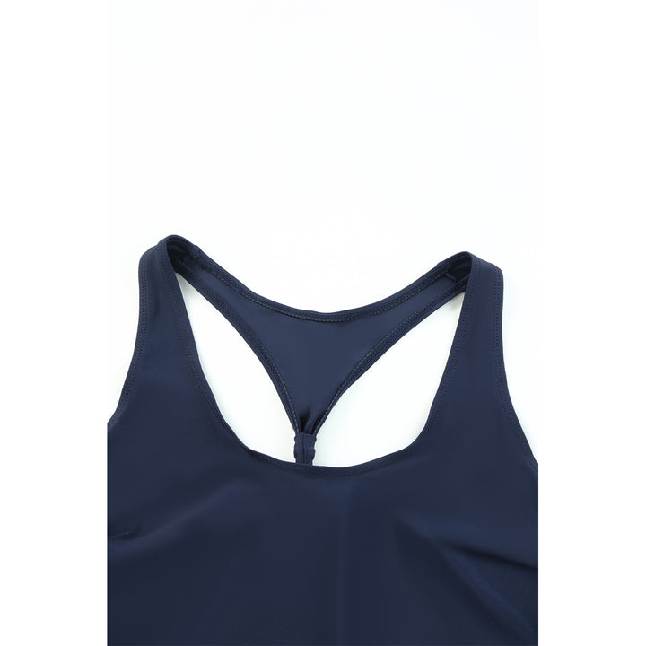 Womens Blue 3pcs Printed Sporty Racerback Tankini Swimsuit Image 9