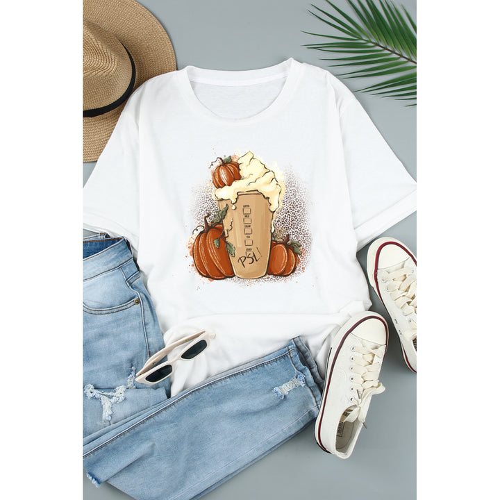 Women's White Pumpkin Spice Latte Graphic T Shirt Image 1