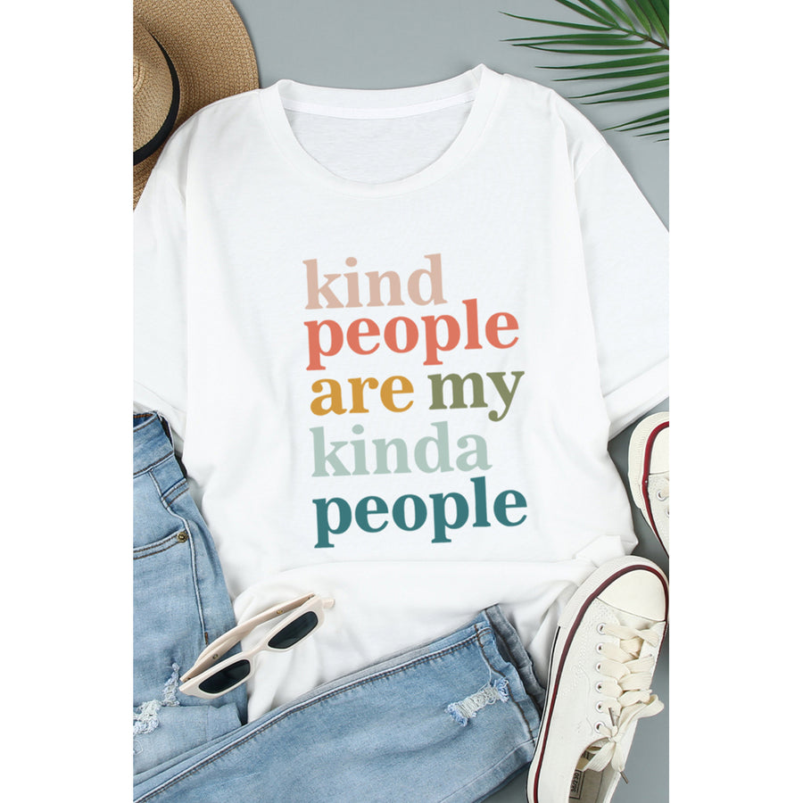 Women's White Kind People Are My Kinda People Crew Neck T Shirt Image 1
