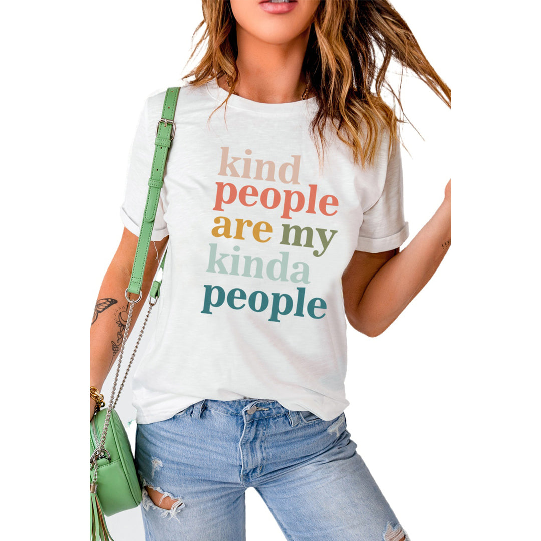 Women's White Kind People Are My Kinda People Crew Neck T Shirt Image 3