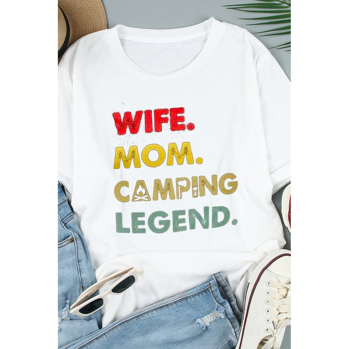 Womens White WIFE MOM CAMPING LEGEND Short Sleeve T Shirt Image 3
