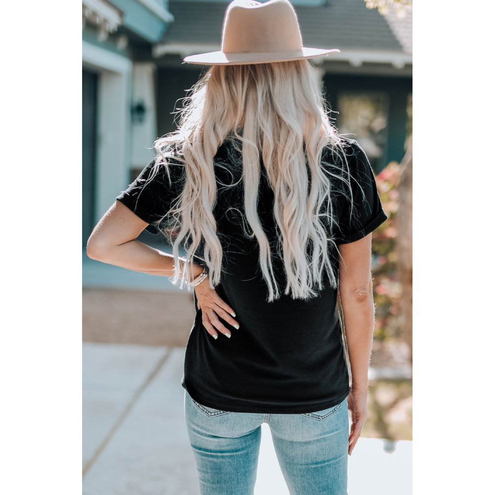 Women's Black HOWDY COWBOY Rodeo Graphic Print Tee Image 2