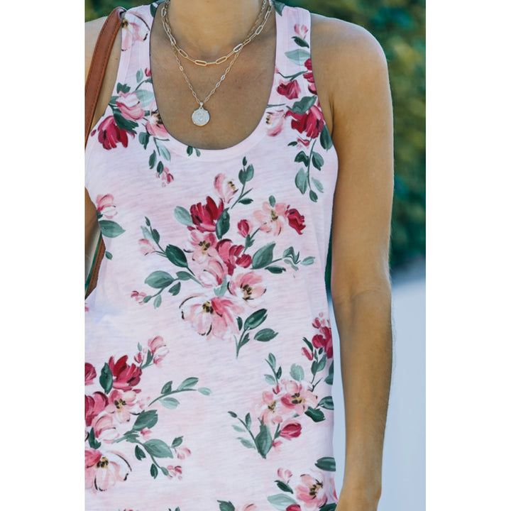 Womens Casual Floral Print Racerback Tank Image 1