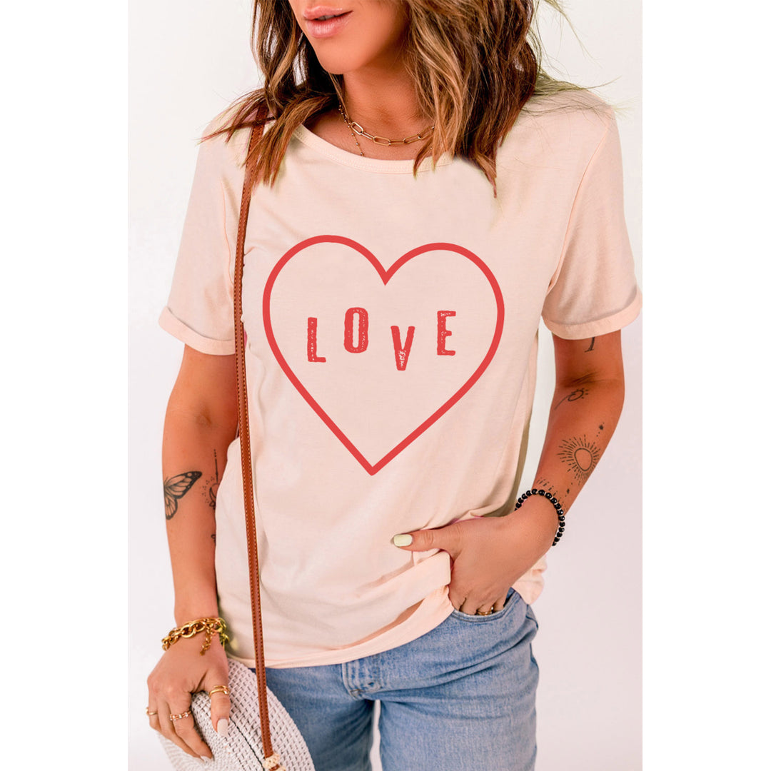 Womens Pink LOVE in Heart Graphic Print T Shirt Image 3