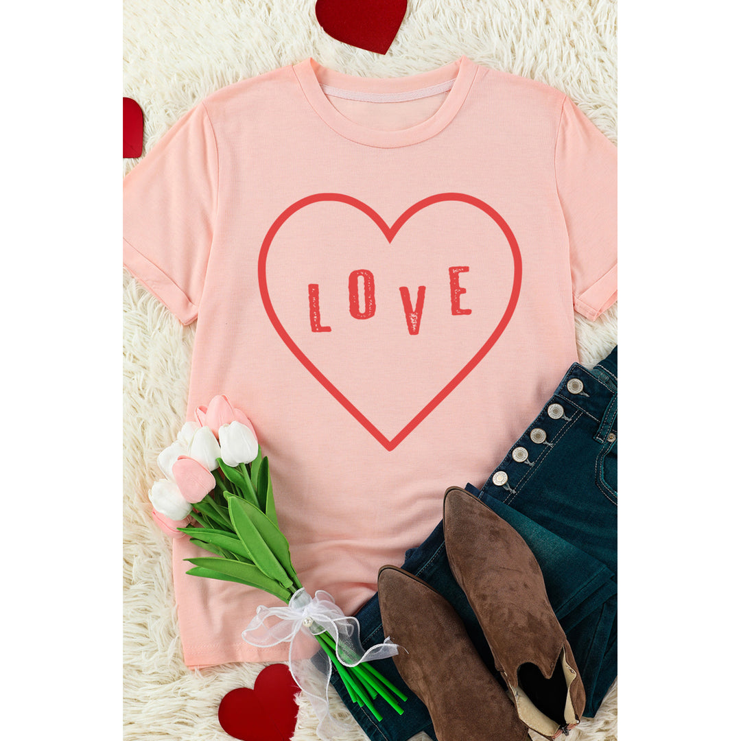 Womens Pink LOVE in Heart Graphic Print T Shirt Image 4