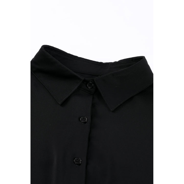 Womens Black 3/4 Puff Sleeve Oversize Shirt Image 3
