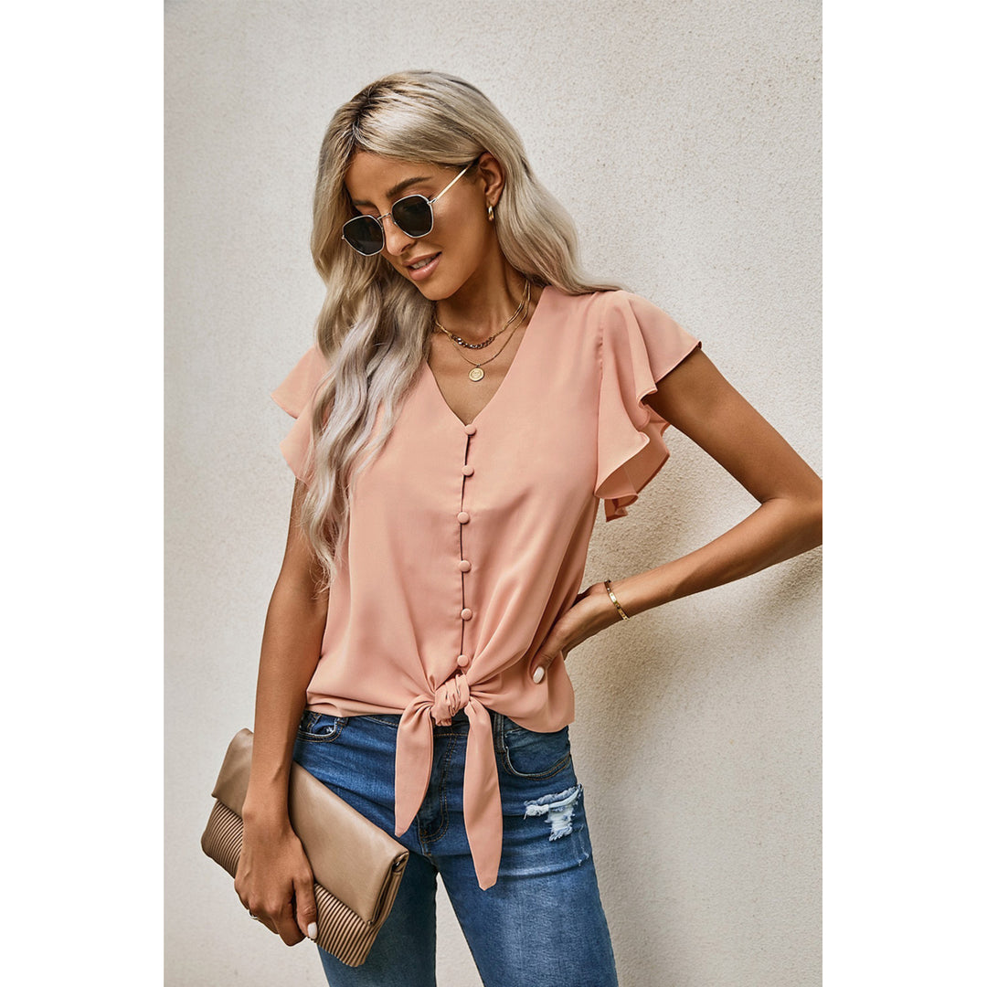 Womens Apricot Forever Tonight Button Tie Top Image 3