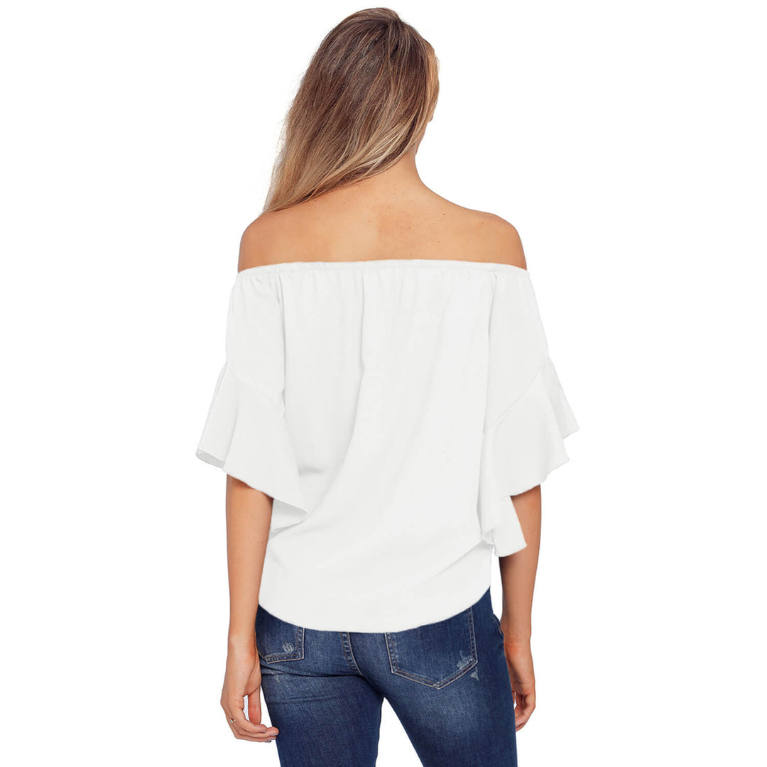 Women's White Solid Off the Shoulder Blouses Image 1