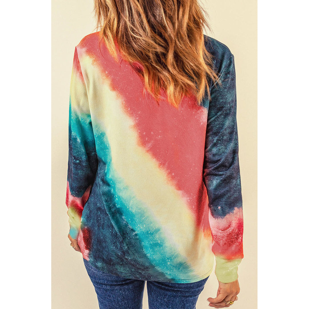 Womens Ombre Red Tie-dye Long Sleeve Top Image 2