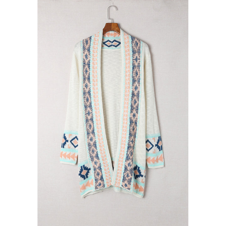 Womens Apricot Aztec Print Open Front Cardigan Image 1