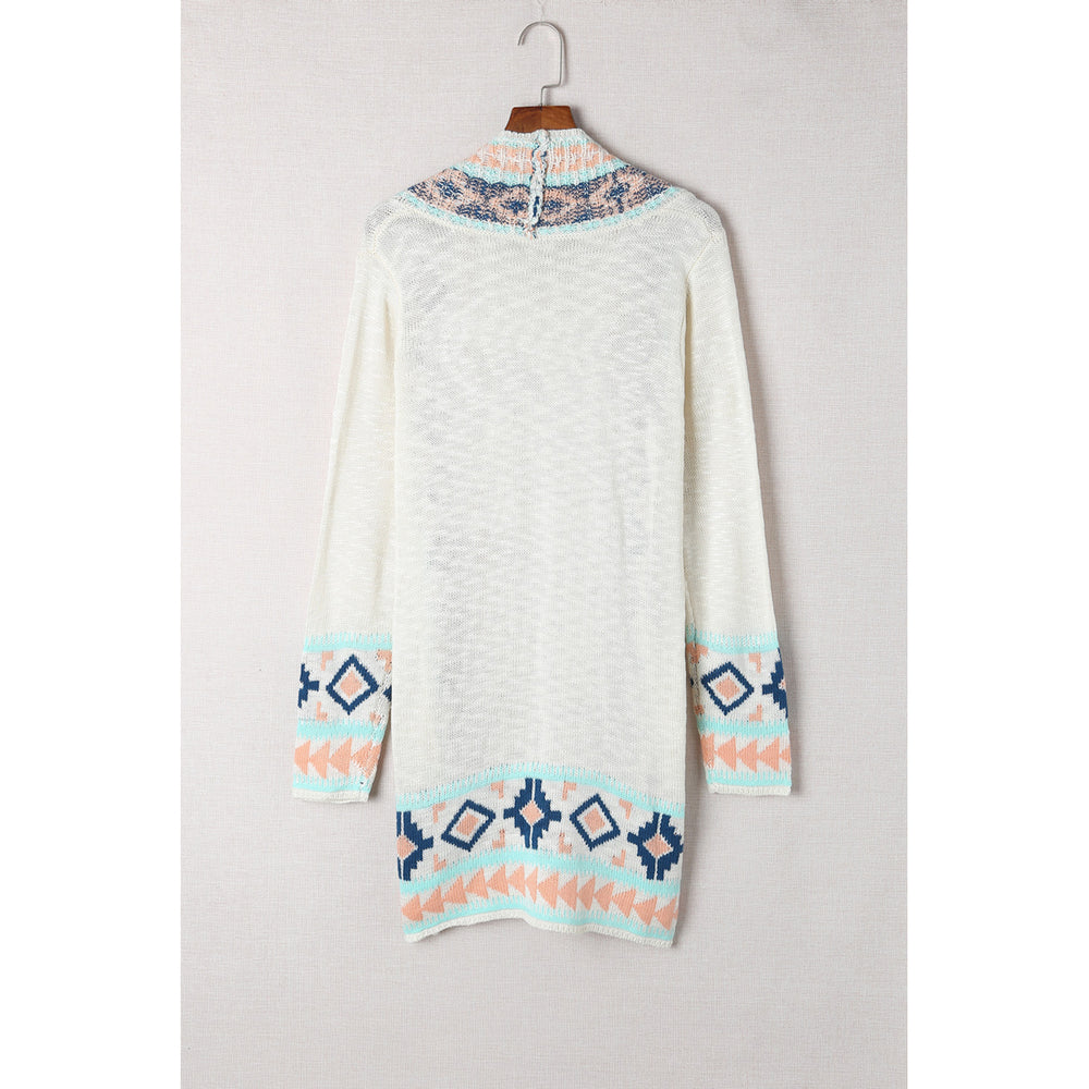 Womens Apricot Aztec Print Open Front Cardigan Image 2
