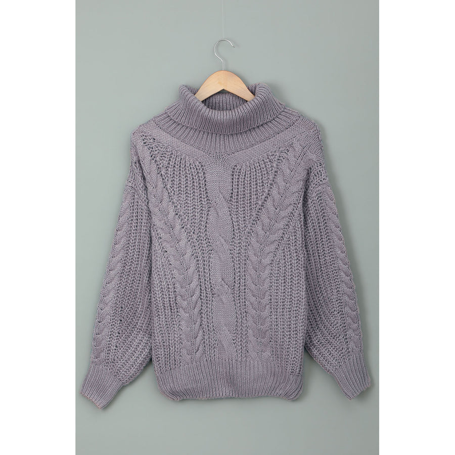 Womens Gray Chunky Turtleneck Sweater Image 1