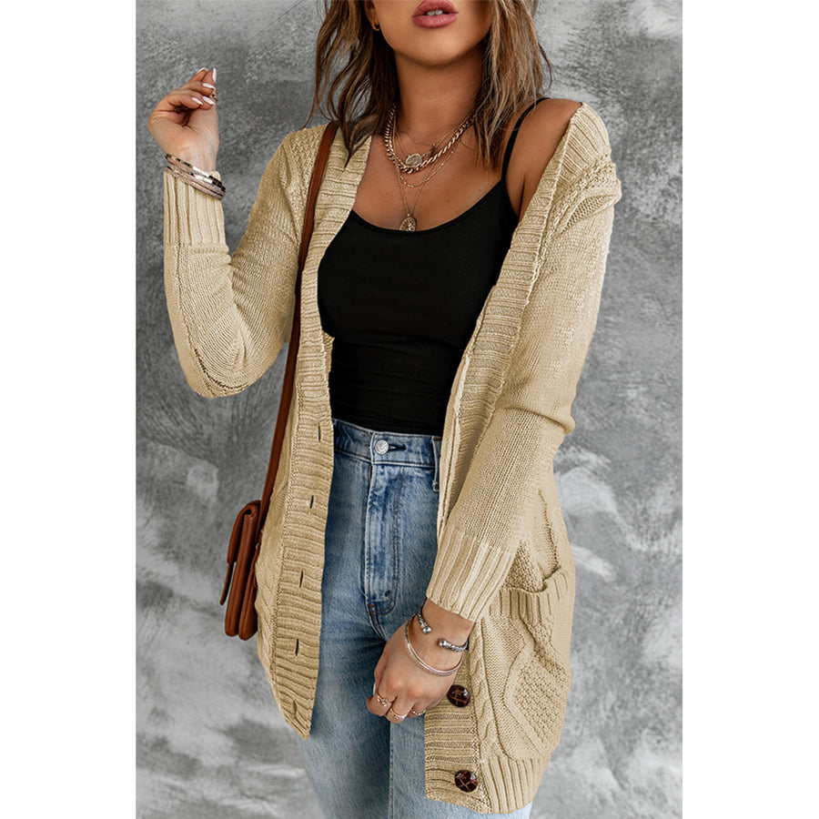 Womens Beige Front Pocket and Buttons Closure Cardigan Image 1