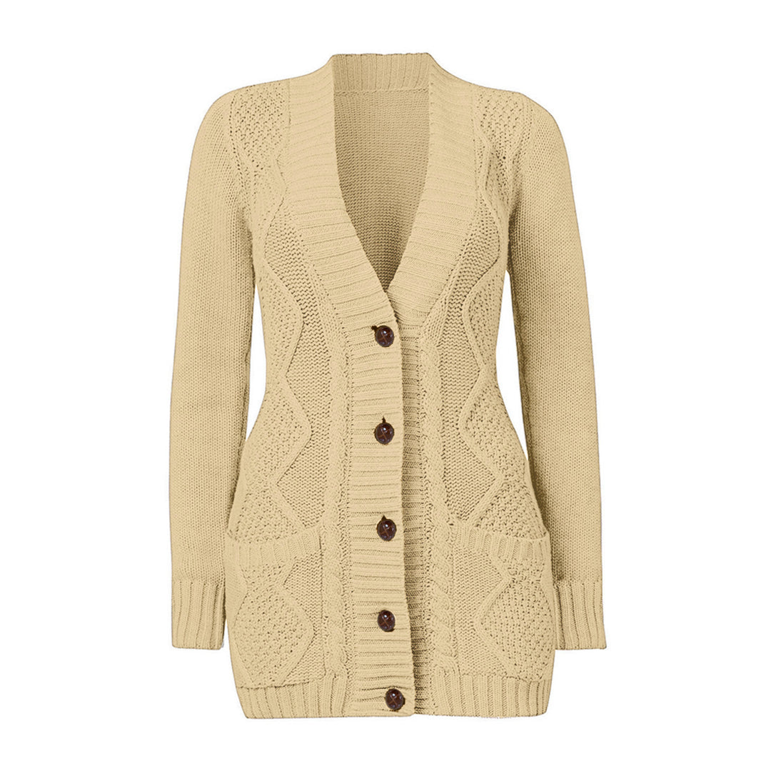 Womens Beige Front Pocket and Buttons Closure Cardigan Image 6