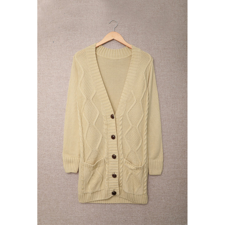 Womens Beige Front Pocket and Buttons Closure Cardigan Image 7