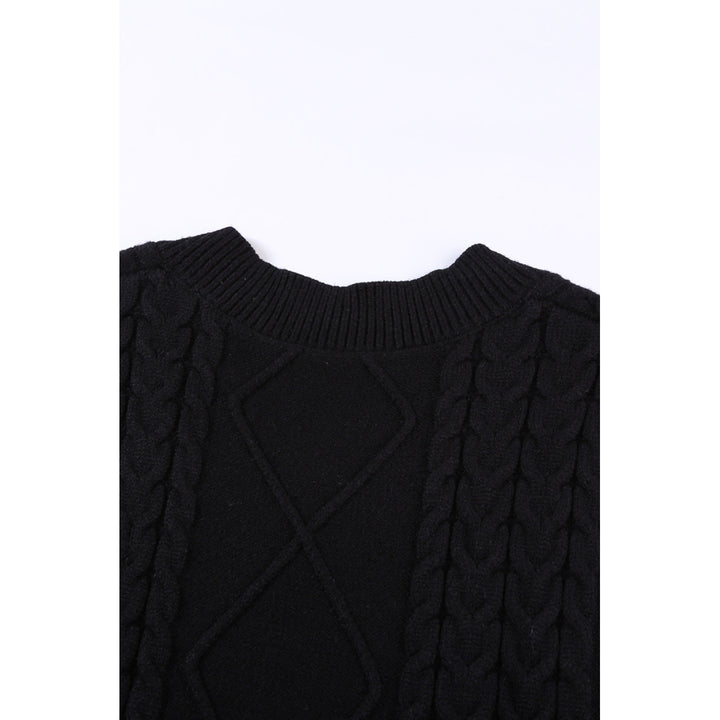 Womens Black Sleeveless Cable Knitted Sweater Tank Image 9