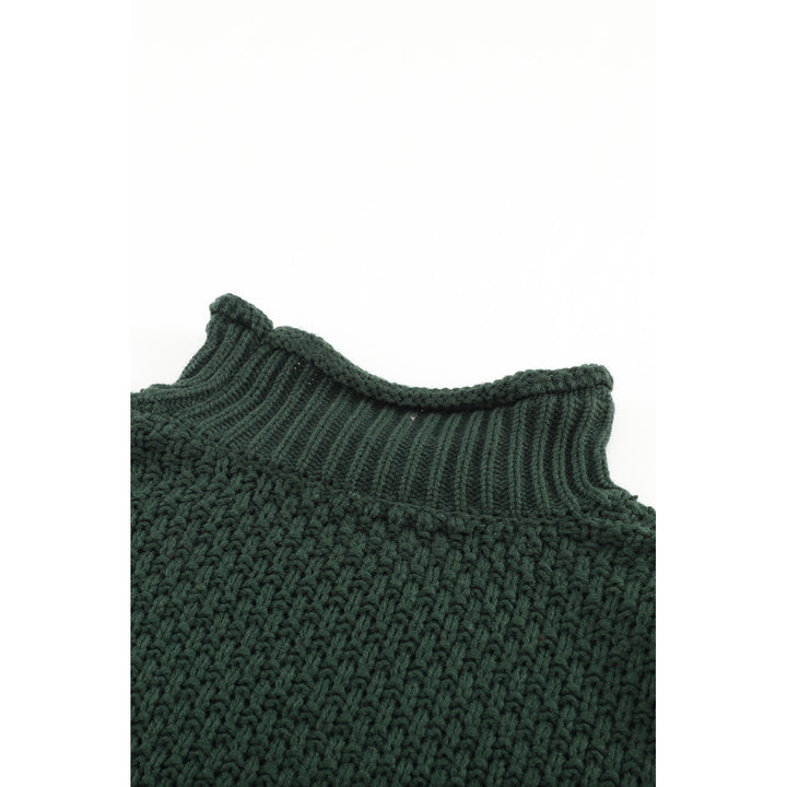 Womens Green Oversized Chunky Batwing Long Sleeve Turtleneck Sweater Image 11