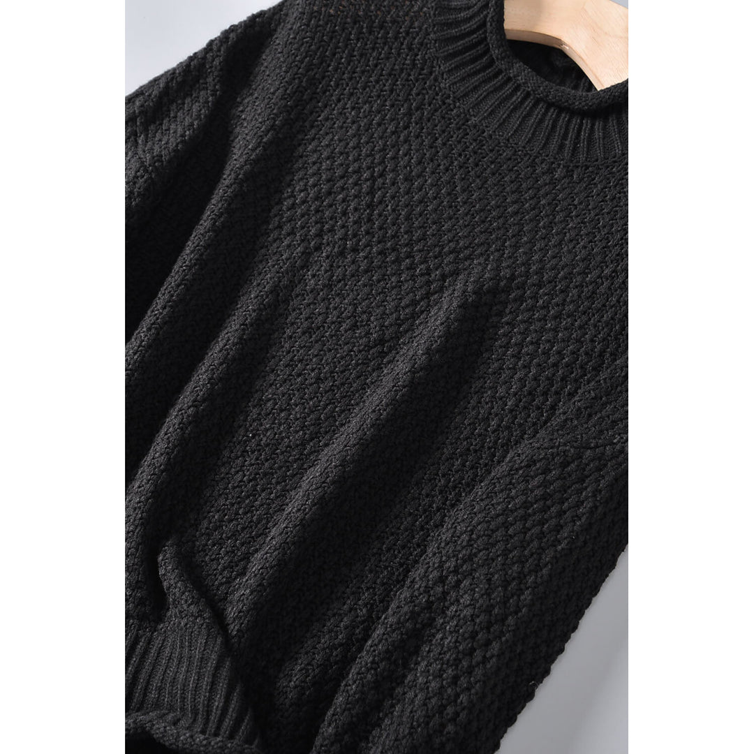 Womens Black Oversized Chunky Batwing Long Sleeve Turtleneck Sweater Image 7