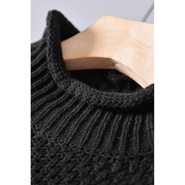 Womens Black Oversized Chunky Batwing Long Sleeve Turtleneck Sweater Image 8