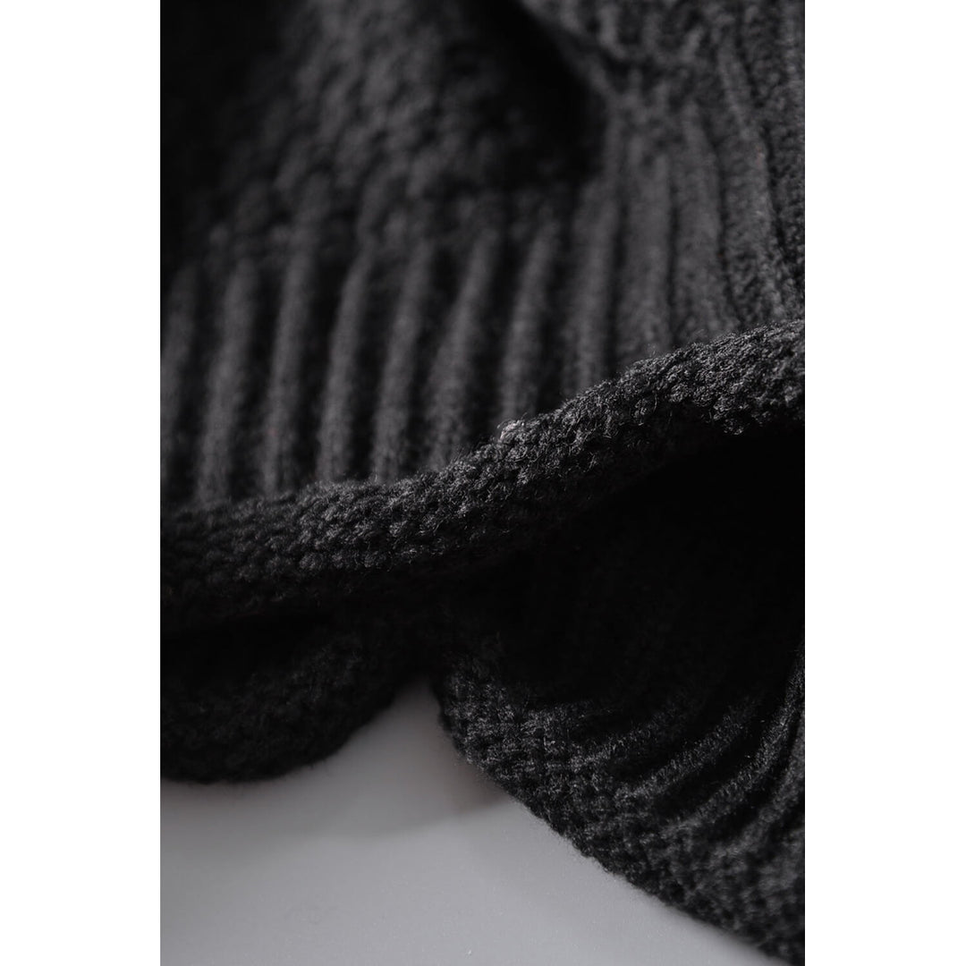 Womens Black Oversized Chunky Batwing Long Sleeve Turtleneck Sweater Image 10