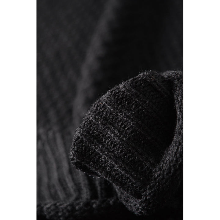Womens Black Oversized Chunky Batwing Long Sleeve Turtleneck Sweater Image 12