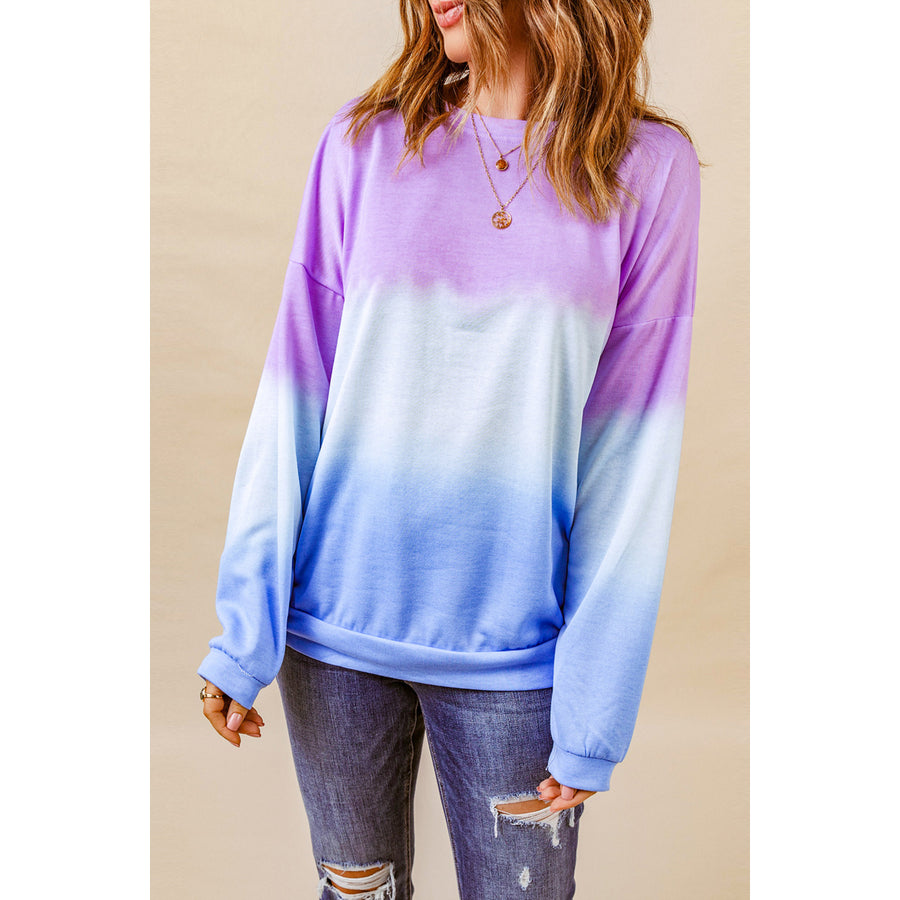 Womens Color Block Tie Dye Pullover Sweatshirt Image 1