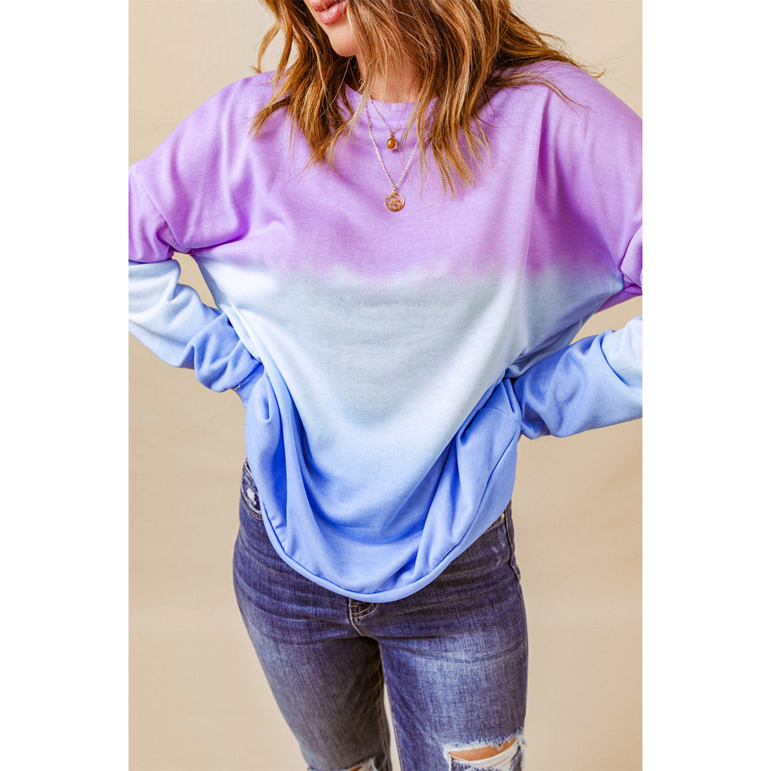 Womens Color Block Tie Dye Pullover Sweatshirt Image 3