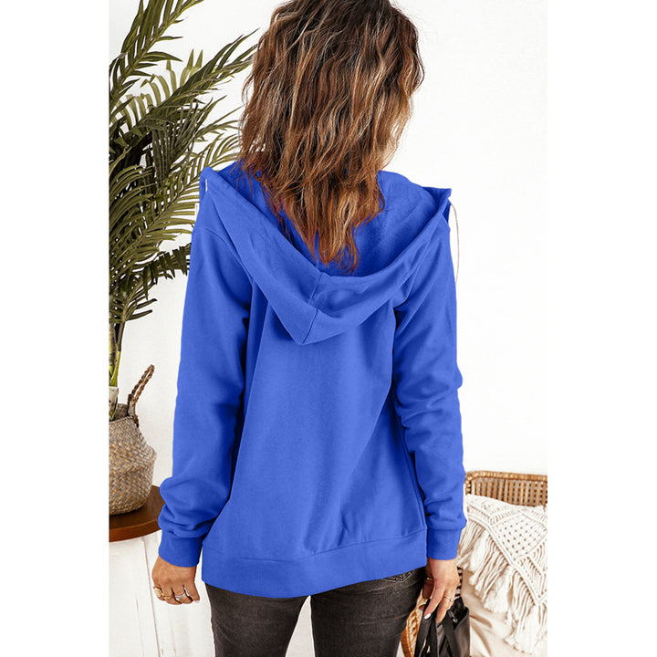 Women's Blue Zip-up Hoodie Jacket Image 2