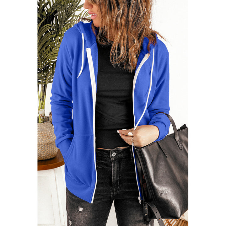 Women's Blue Zip-up Hoodie Jacket Image 3