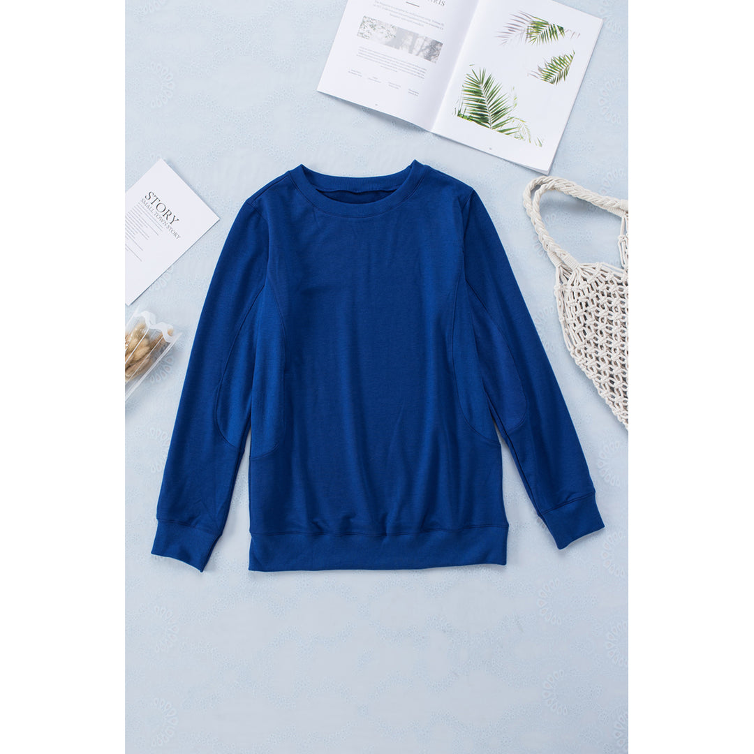 Womens Blue Wash Fleece Pullover Sweatshirt Image 1