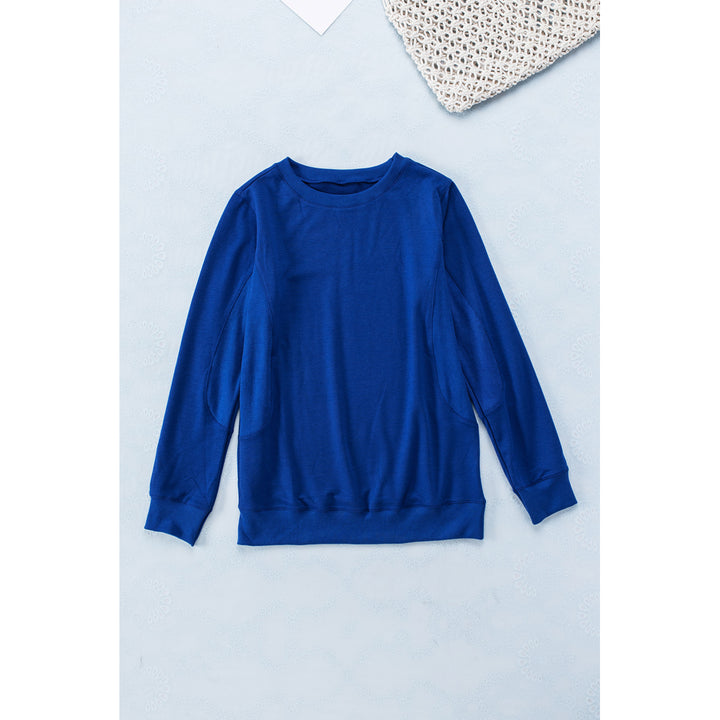 Womens Blue Wash Fleece Pullover Sweatshirt Image 2